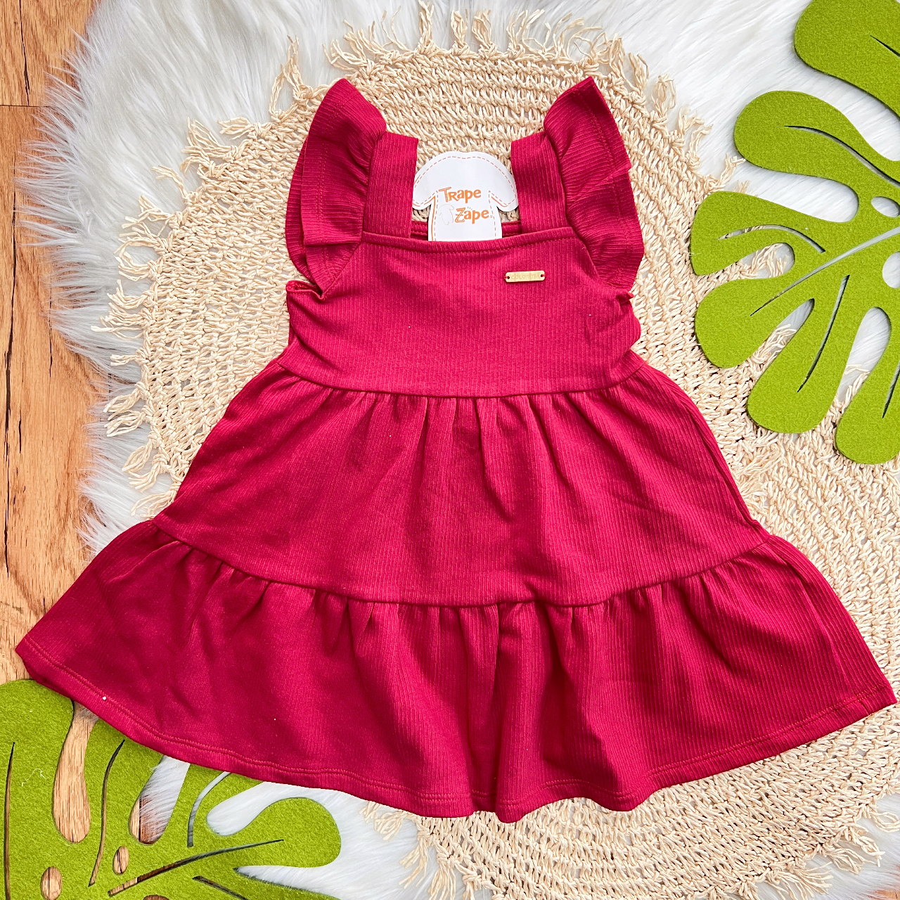 Vestido em Malha Canelada - Vermelho